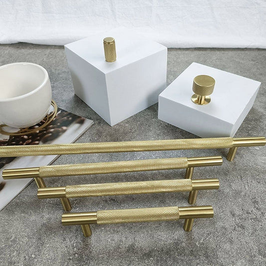 Premium Brass Textured Knurled Cabinet Handles.